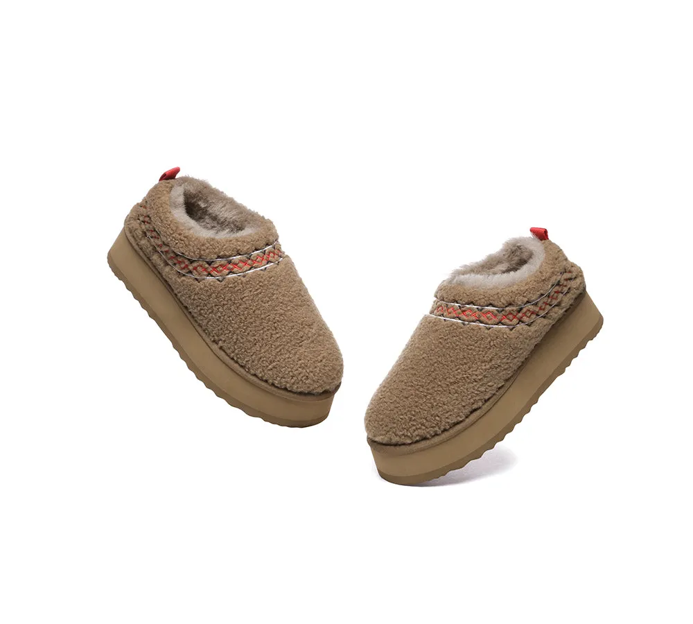Sheepskin Wool Plush Ankle Platform Slippers Madge