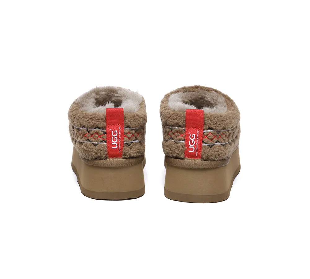 Sheepskin Wool Plush Ankle Platform Slippers Madge