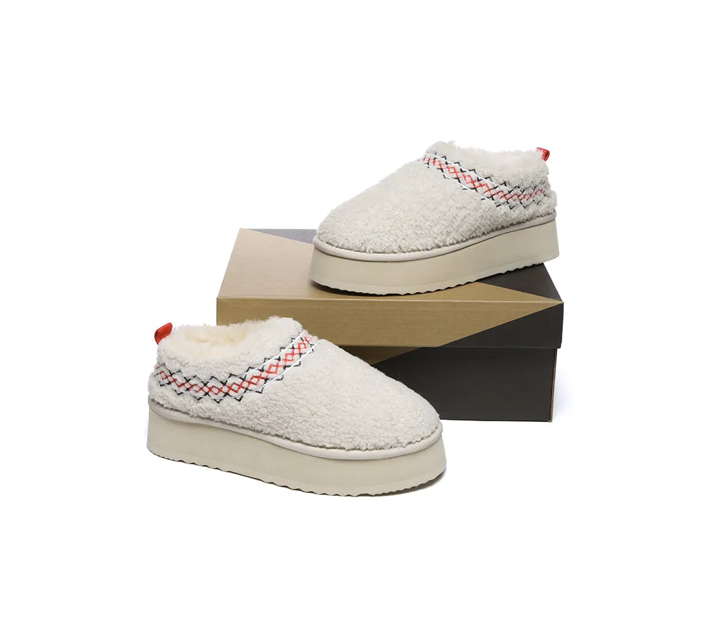 Sheepskin Wool Plush Ankle Platform Slippers Madge