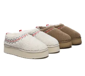 Sheepskin Wool Plush Ankle Platform Slippers Madge