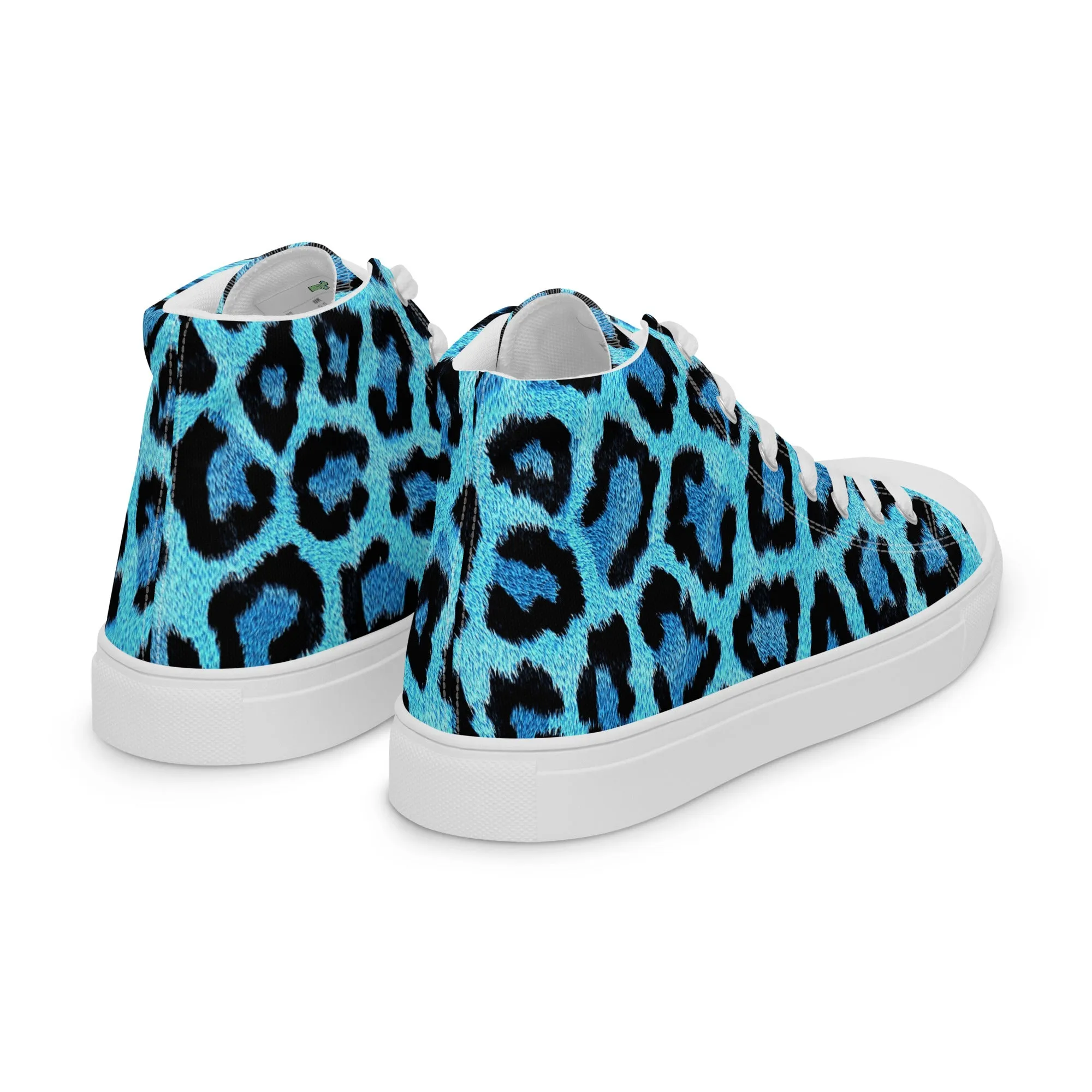 Women’s Blue Leopard Skin Print  high top canvas shoes