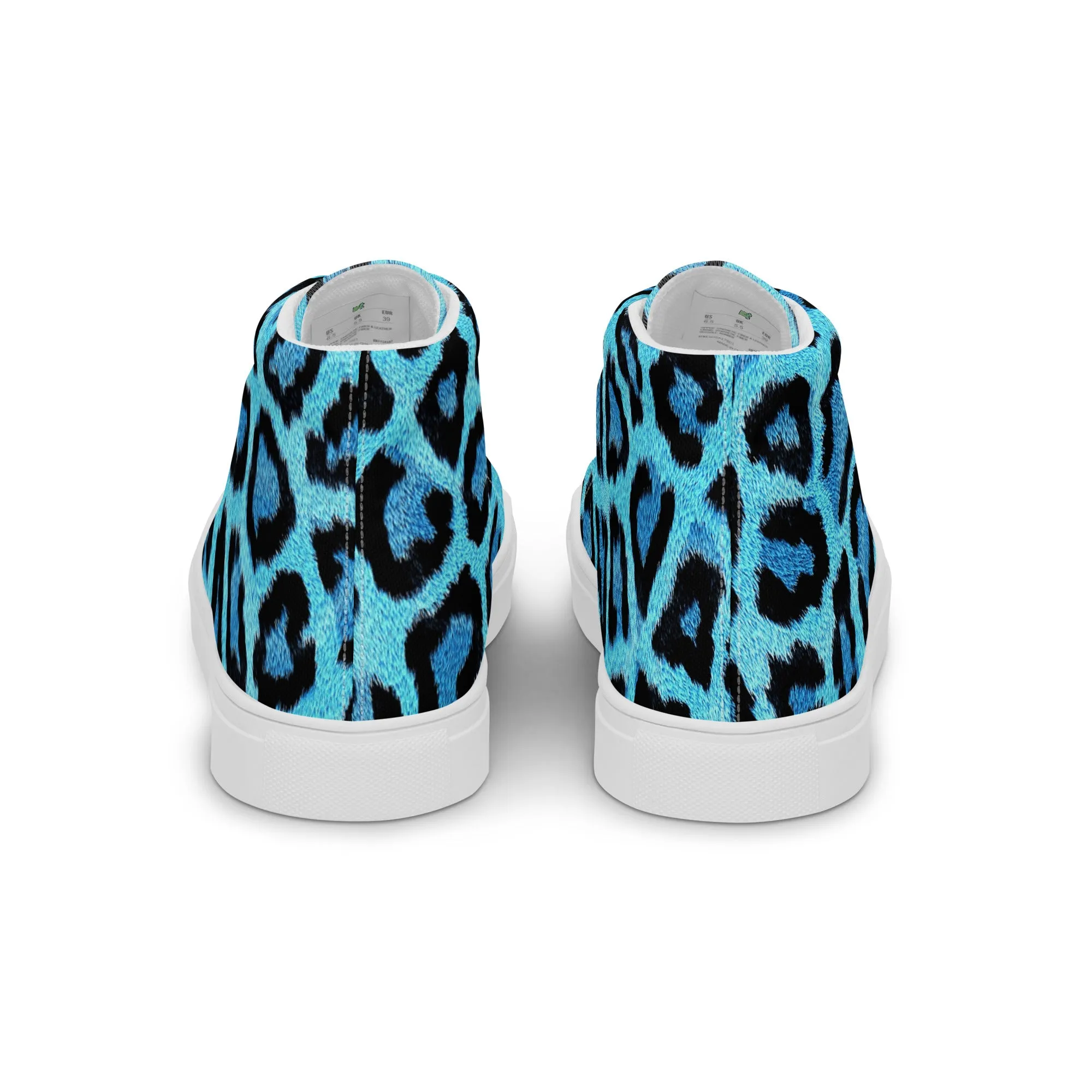 Women’s Blue Leopard Skin Print  high top canvas shoes