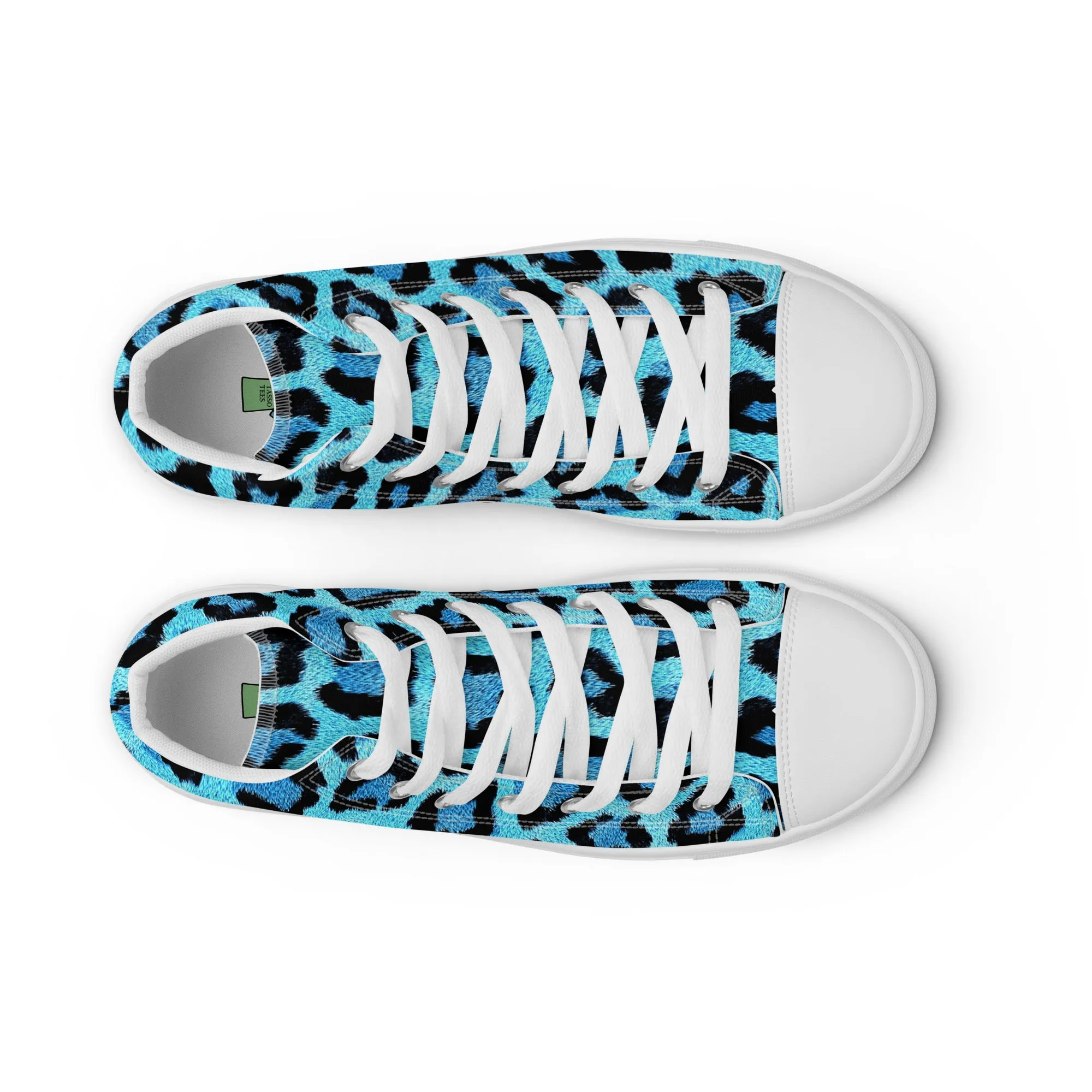 Women’s Blue Leopard Skin Print  high top canvas shoes