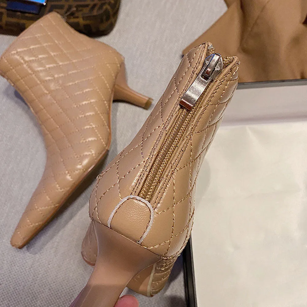 Women's Pointed Toe Zip Up Stiletto High Heels Dress Ankle Booties