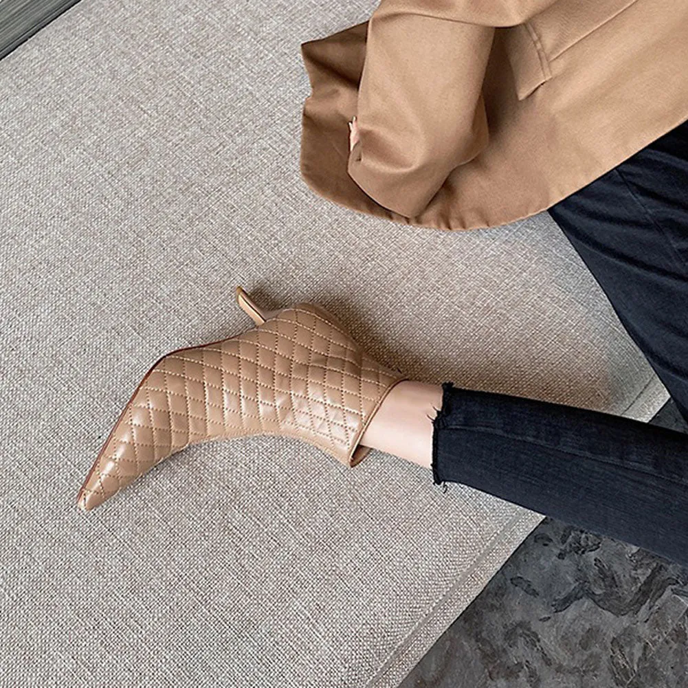 Women's Pointed Toe Zip Up Stiletto High Heels Dress Ankle Booties