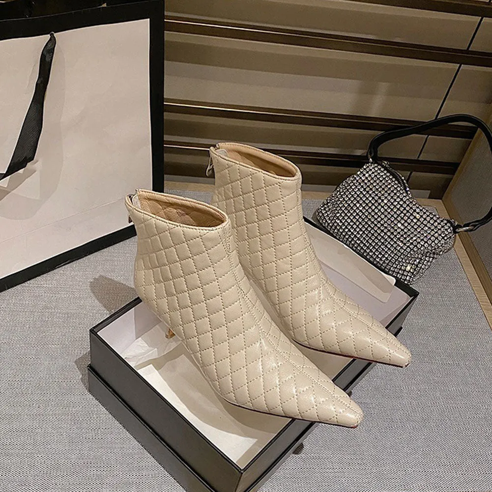 Women's Pointed Toe Zip Up Stiletto High Heels Dress Ankle Booties