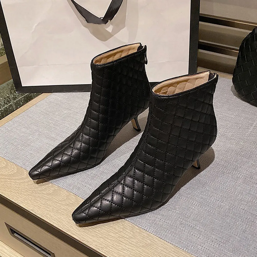 Women's Pointed Toe Zip Up Stiletto High Heels Dress Ankle Booties